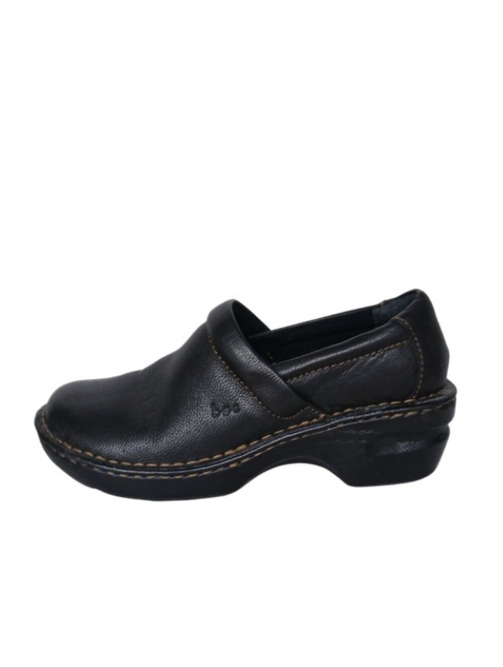 B.o.c. Clogs Women's 8.5 Black Leather Slip-on Heeled Casual Workwear Shoes